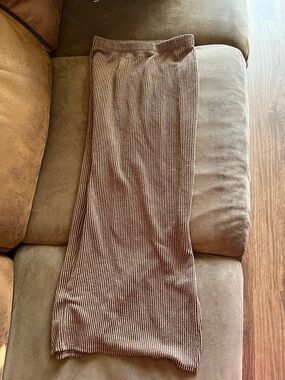 No Boundaries Brown Ribbed Maxi Skirt